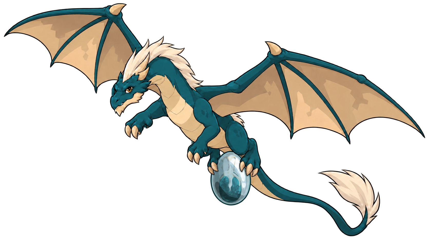 Phaeris survole Astrub en portant un Dofus Turquoise avec ses pattes arrière.